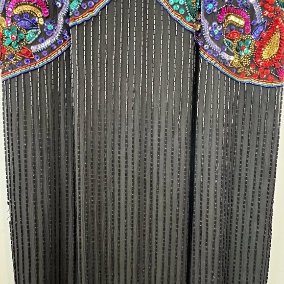 Scala Womens Sequin Dress Size Small Colorful Vtg Short Sleeve Evening Gown - Picture 12 of 15